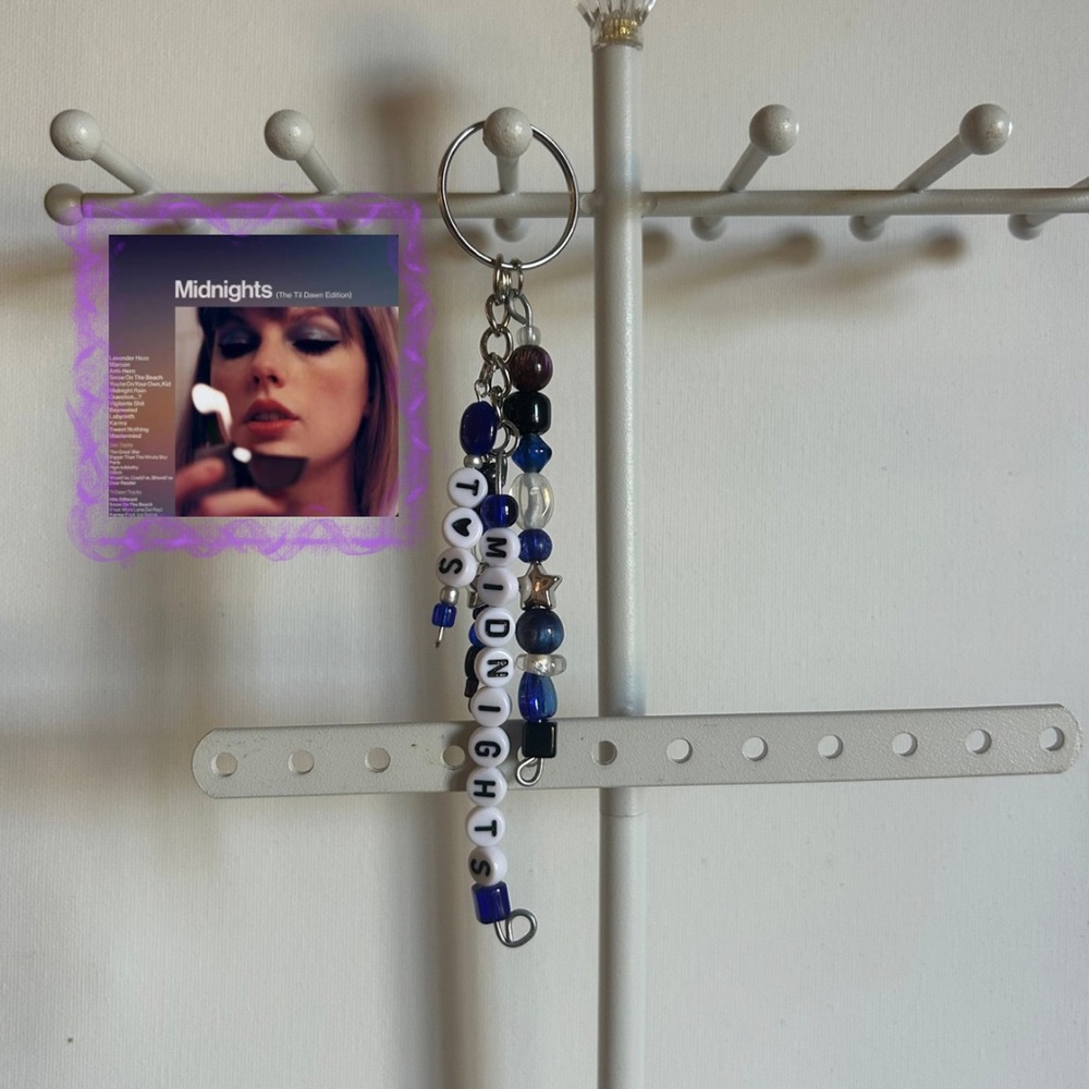 Taylor Swift Midnights Blue and Black Beaded Keychain